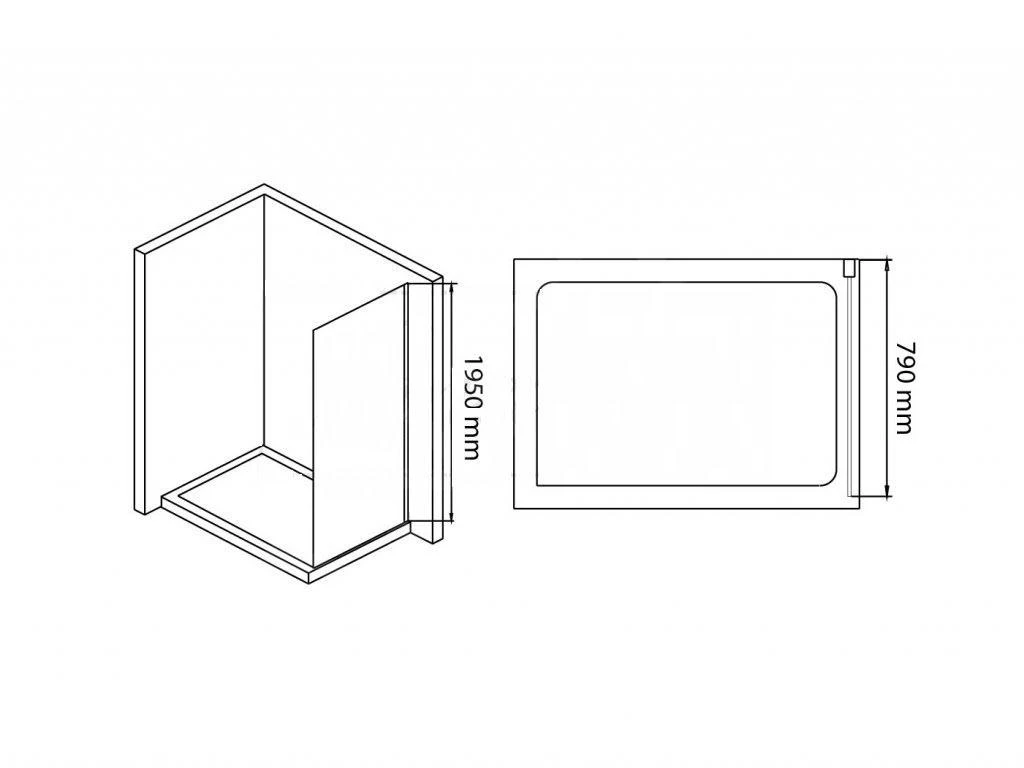 Lansanit LitLUX Slim Tadao - Vaste Douchewand 800 Mm, Glanzend Aluminium/helder Glas SPD80 - Afbeelding 2