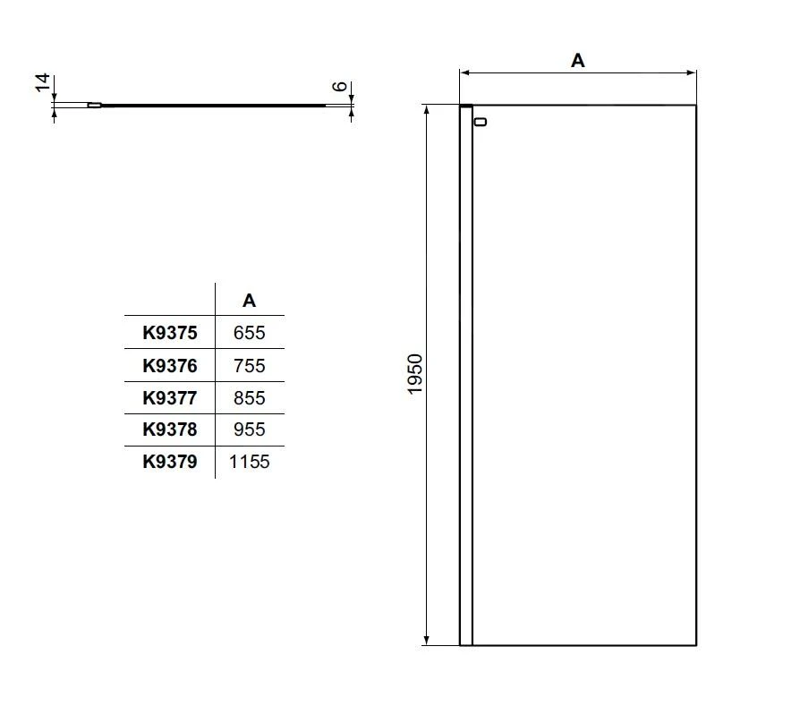 Ideal Standard Connect 2 - Douchewand Wetroom 900 Mm, Zwart/helder Glas K9377V3 - Image 2