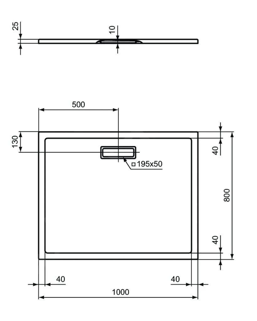 Ideal Standard Ultra Flat New - Douchebak 1000x800 Mm, Zwart T4468V3 - Afbeelding 2