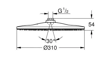 Grohe Rainshower - Hoofddouche 310 Mono, 1 Straal, Moon White 26561LS0 - Afbeelding 2
