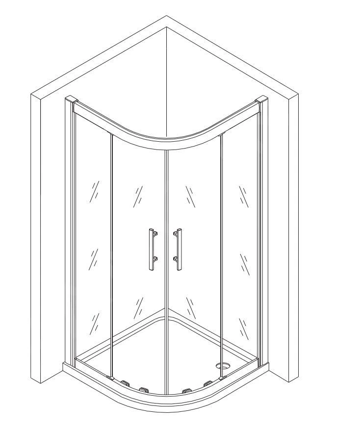 Lansanit LitEX Monte - Douchecabine 4 Delig 1000x1000 Mm, Glanzend Aluminium/mat Glas QF11-190-M - Afbeelding 3