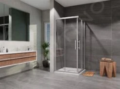 Lansanit LitEX Terni - Douchecabine 4 Delig 800x800 Mm, Glanzend Aluminium/mat Glas CF88-190-M