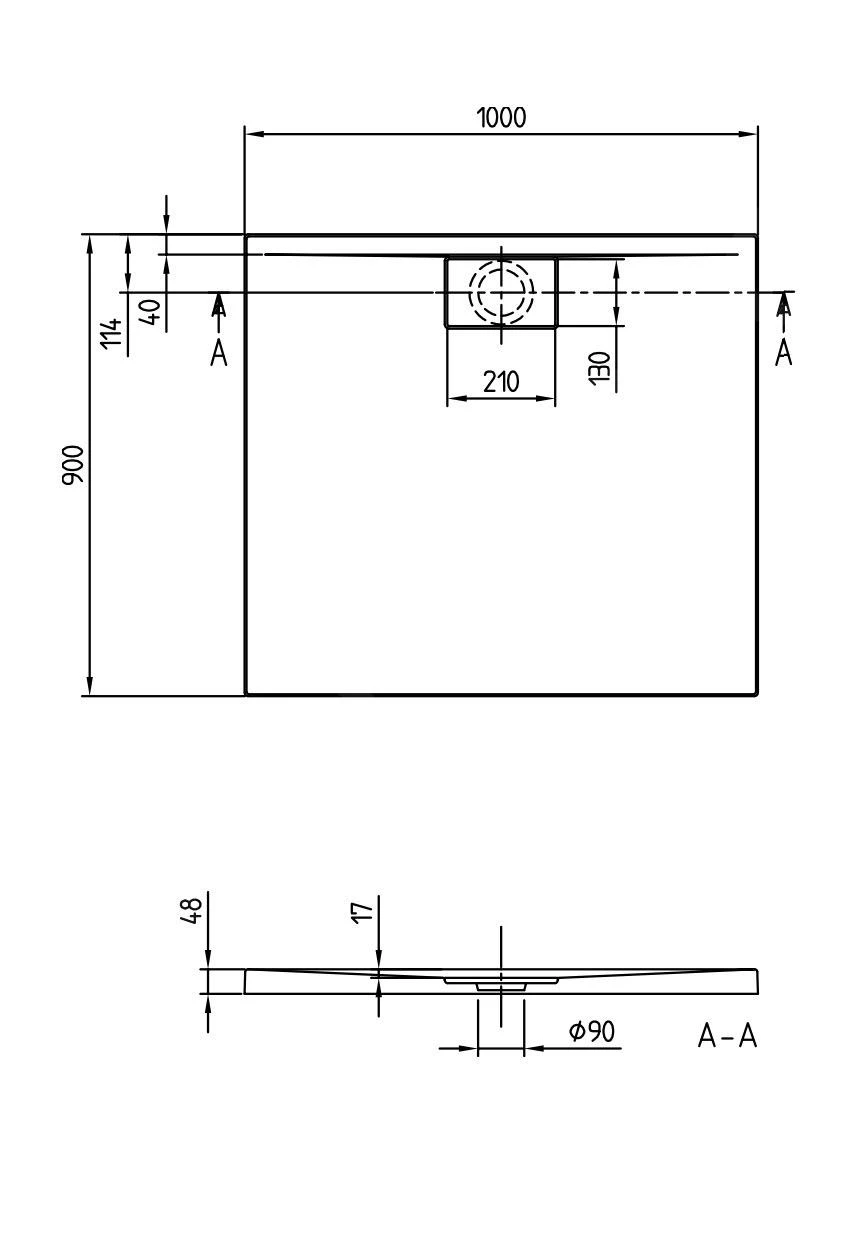 Villeroy & Boch Architectura MetalRim - Douchebak, 900x1000 Mm, Antraciet UDA1090ARA248V-1S - Image 2