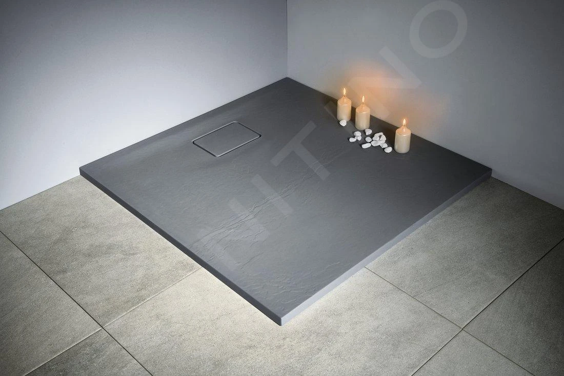 Sapho Acora - Douchebak 900x900 Mm, Gegoten Marmer, Decor Grijze Steen AC022 - Image 6