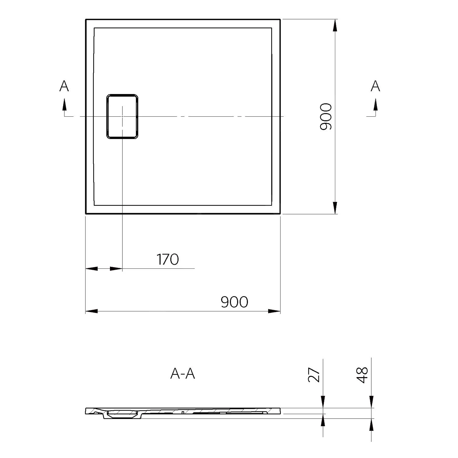 Sapho Acora - Douchebak 900x900 Mm, Gegoten Marmer, Decor Grijze Steen AC022 - Image 2