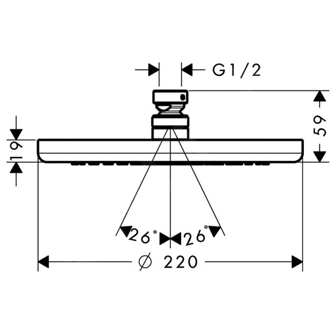 Hansgrohe Croma 220 - Hoofddouche 220, 1jet, Chroom 26464000 - Afbeelding 2