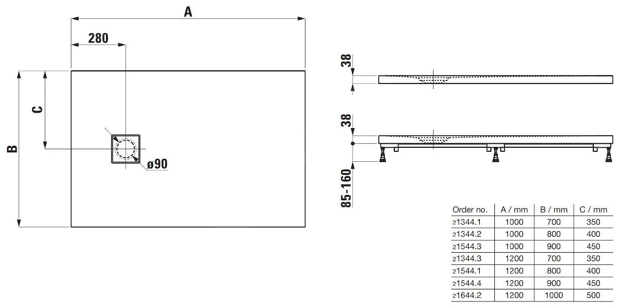 Laufen Solutions - Douchebak 1000x900 Mm, Wit H2154430000001 - Image 2