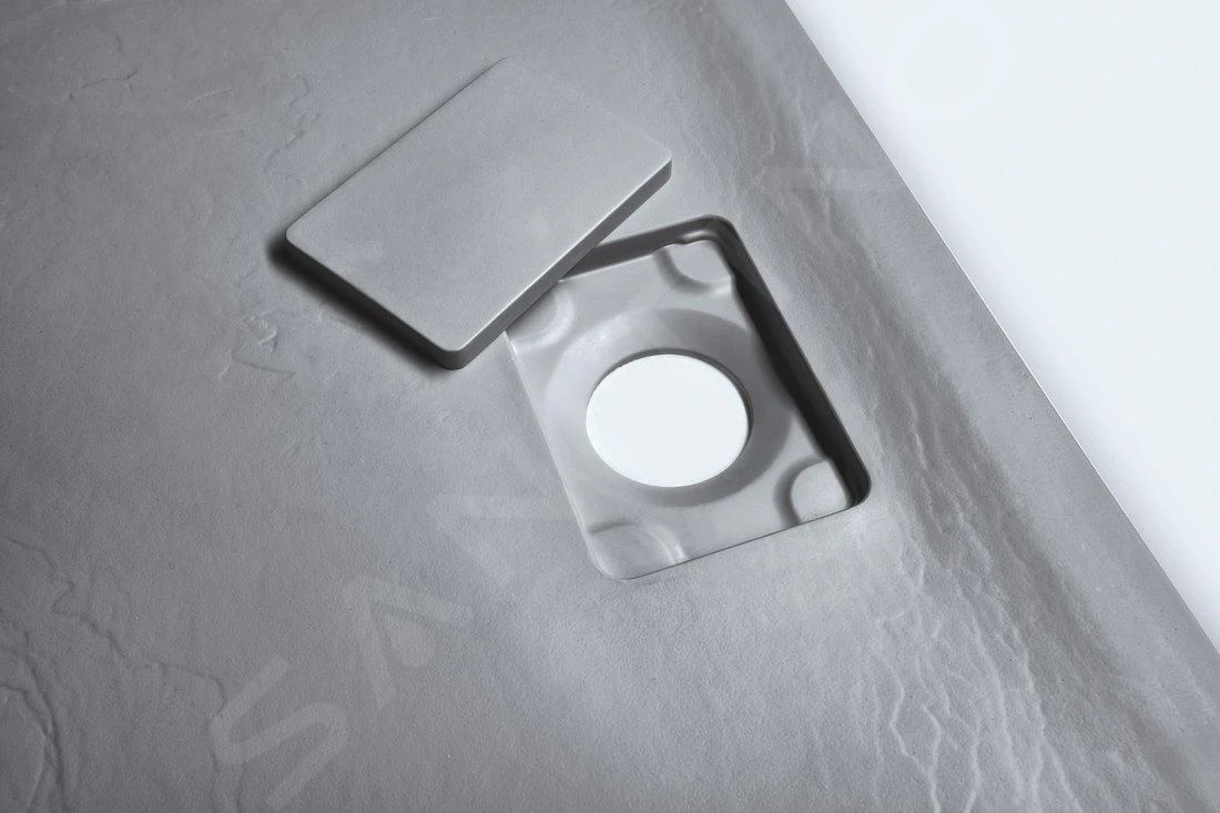 Sapho Acora - Douchebak 900x900 Mm, Gegoten Marmer, Decor Grijze Steen AC022 - Image 4