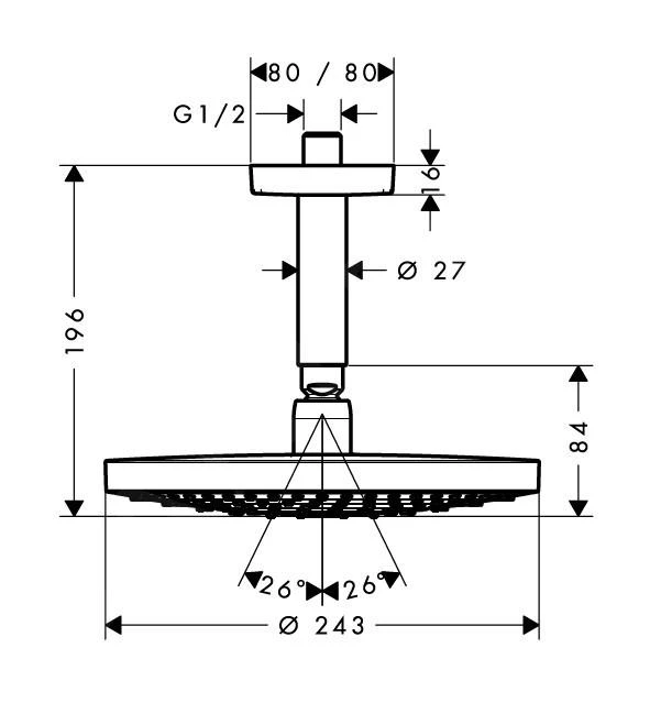 Hansgrohe Raindance Select S - Hoofddouche 240 Mm 2jet, Douchearm 100 Mm, Wit/chroom 26467400 - Image 2