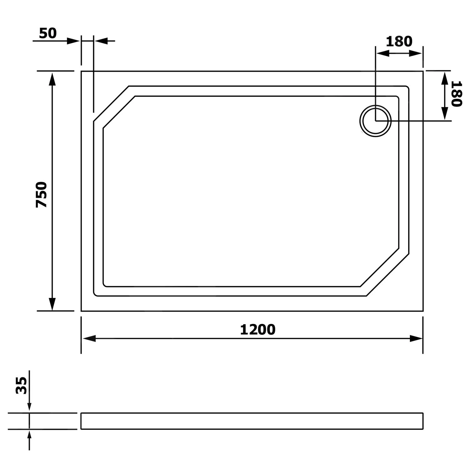Gelco Douchebakken - SARA Douchebak Van Gegoten Marmer, 1200x750 Mm, Wit HS12075 - Afbeelding 2
