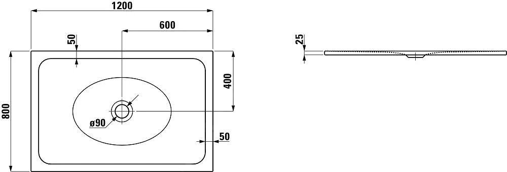 Laufen Indura - Douchebak Met Geluiddempende Pads, 1200x800 Mm, Wit H2150740000401 - Image 2