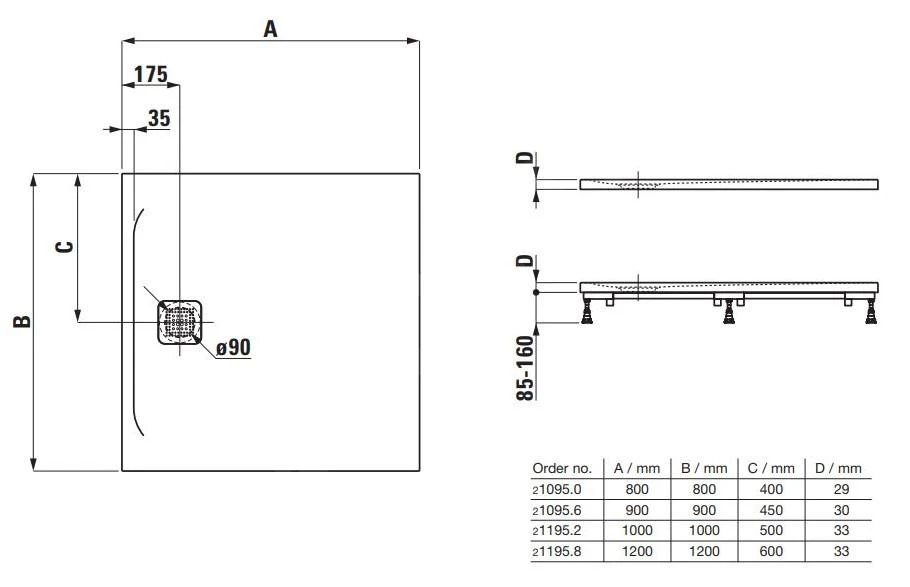 Laufen Pro - Douchebak 800x800 Mm, Wit H2109500000001 - Image 2