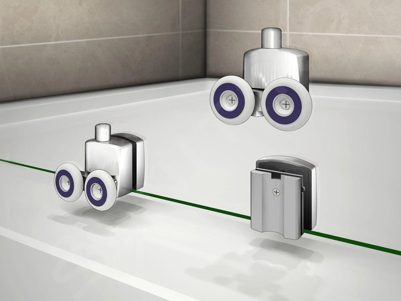 Lansanit LitIN Vati - Douchecabine 3 Delig 900x1200 Mm, Incl. Douchebak, Glanzend Aluminium/helder Glas SR90X120-C-SET - Image 5