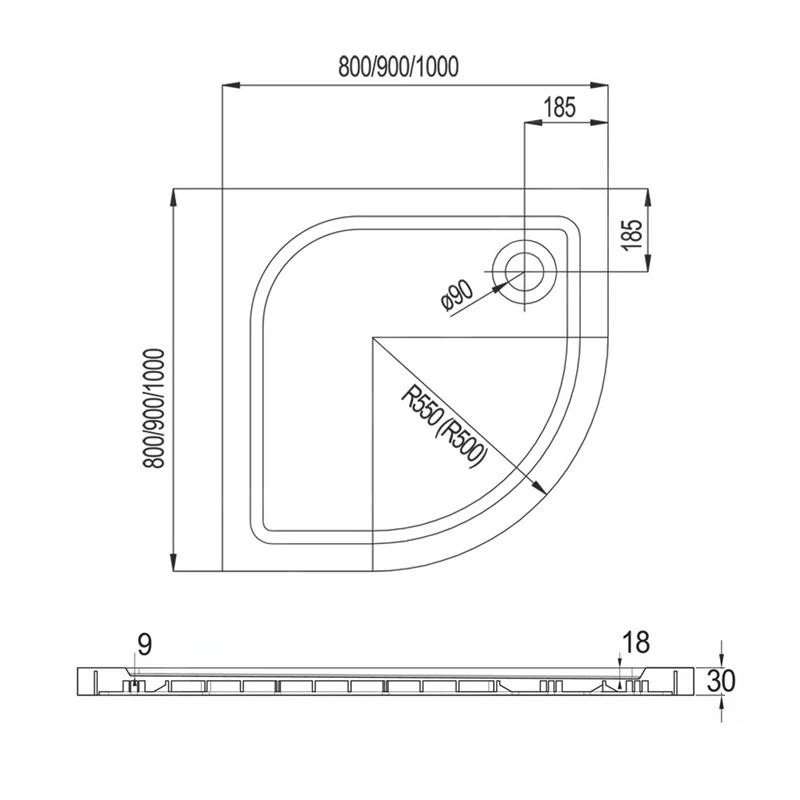 Mereo Douchebakken - Douchebak 900x900 Mm, Gelcoat, Wit CV05M - Image 2