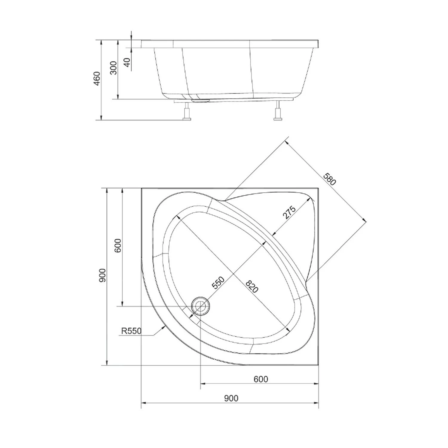 Polysan Douchebakken - Douchebak SELMA, 900x900 Mm, Wit 28611 - Image 2