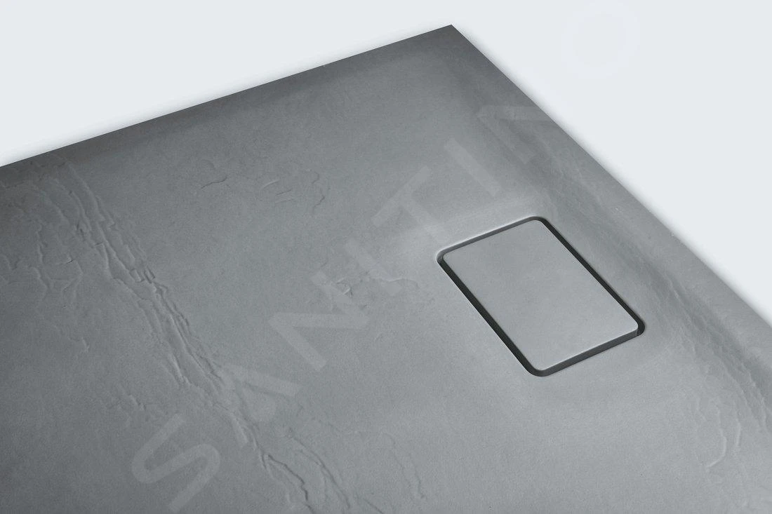 Sapho Acora - Douchebak 900x900 Mm, Gegoten Marmer, Decor Grijze Steen AC022 - Image 5