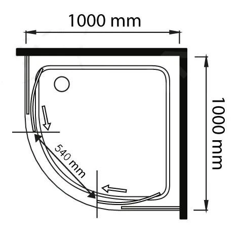 Lansanit LitEX Monte - Douchecabine 4 Delig 1000x1000 Mm, Glanzend Aluminium/mat Glas QF11-190-M - Afbeelding 2