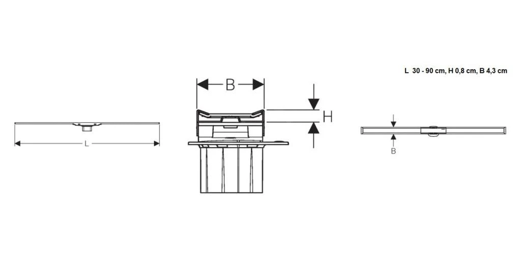 Geberit CleanLine - Rooster Voor Douchegoot, 300-900 -m, Geborsteld Metaal 154.450.KS.1 - Afbeelding 2