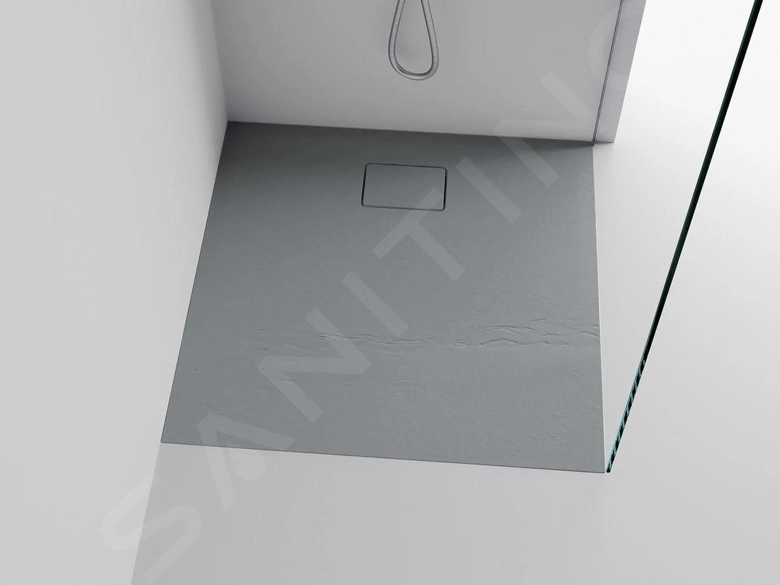 Sapho Acora - Douchebak 900x900 Mm, Gegoten Marmer, Decor Grijze Steen AC022 - Image 7