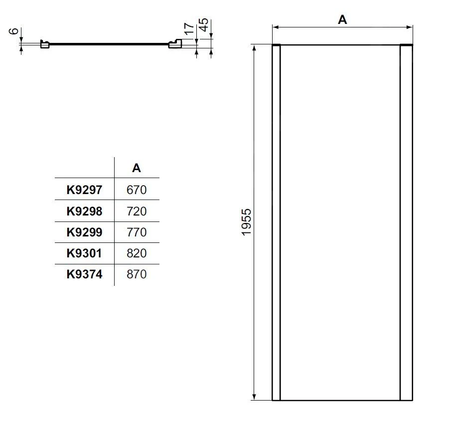 Ideal Standard Connect 2 - Vaste Zijwand 850 Mm, Silver Bright/helder Glas K9301EO - Afbeelding 2