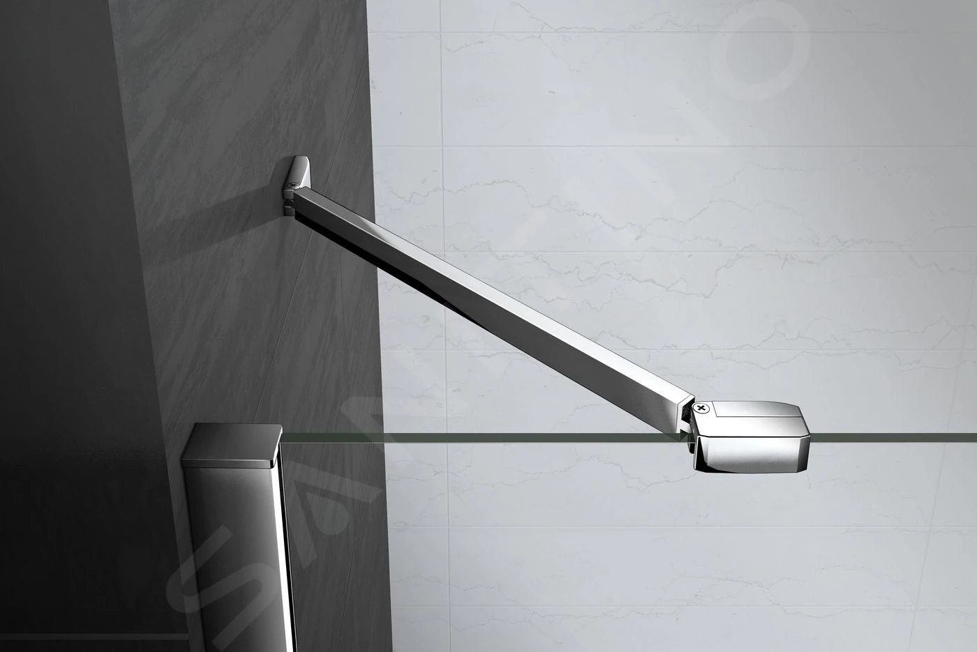 Lansanit LitLUX Brix - Pendel Douchedeur 1100 Mm, Rechts, Glanzend Aluminium/helder Glas H2Y-11R - Image 4