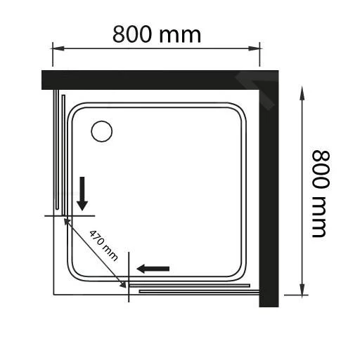Lansanit LitEX Terni - Douchecabine 4 Delig 800x800 Mm, Glanzend Aluminium/mat Glas CF88-190-M - Afbeelding 2