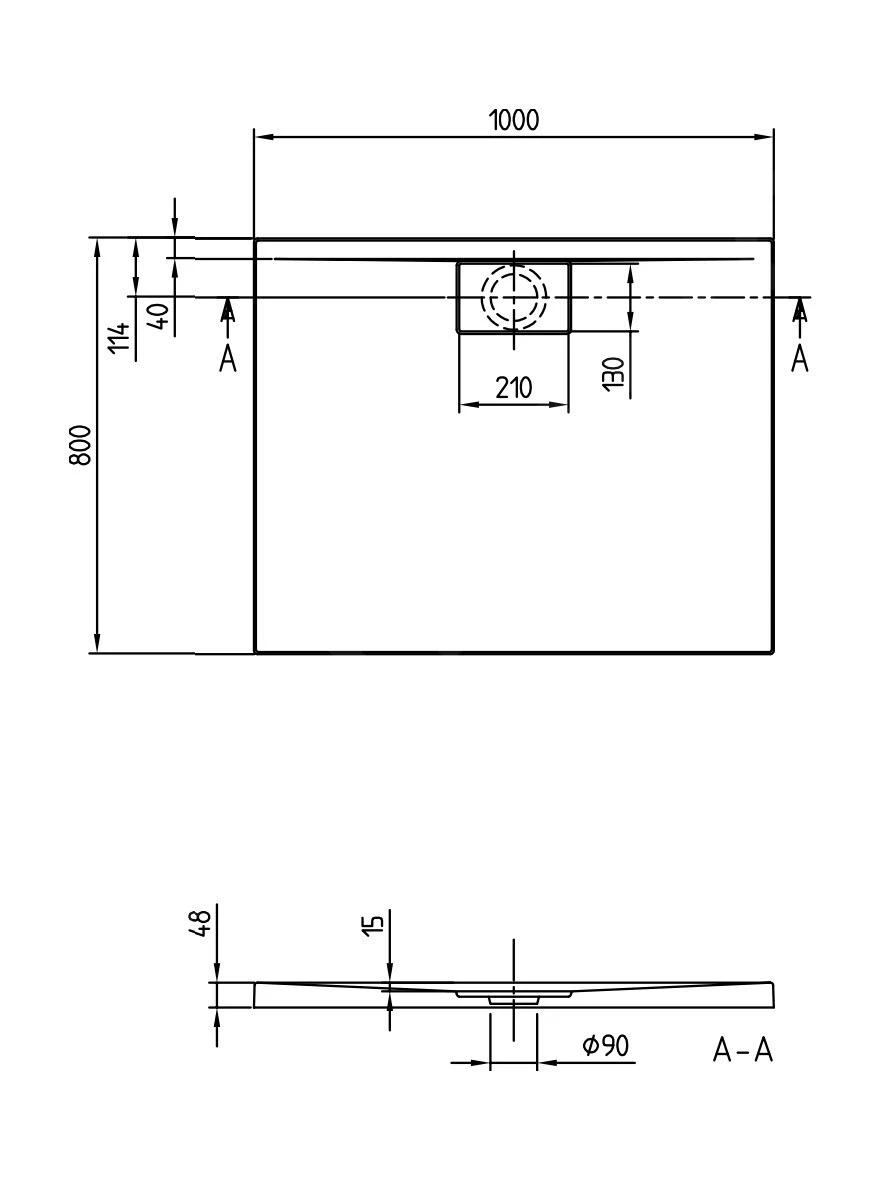 Villeroy & Boch Architectura MetalRim - Douchebak, 800x1000 Mm, Antraciet UDA1080ARA248V-1S - Afbeelding 2