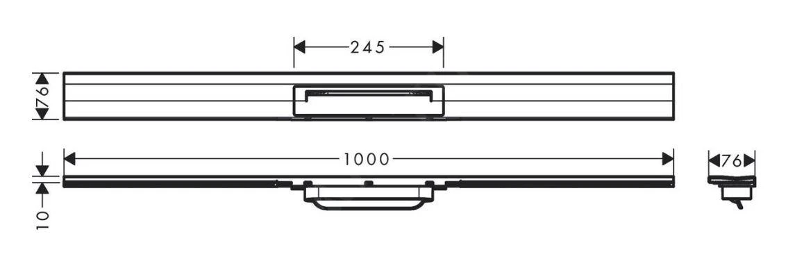 Hansgrohe RainDrain Flex - Douchegoot Met Rvs Rooster 1000, Wandmodel, Inkortbaar, Geborsteld Zwart Chroom 56053340 - Afbeelding 2