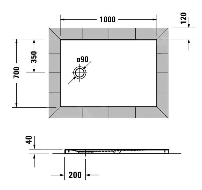 Duravit Tempano - Douchebak 1000x700x40 Mm, Antislip, Wit 720193000000001 - Image 2