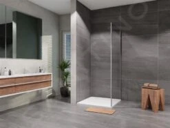 Lansanit LitEX - Vaste Douchewand 800 Mm, Glanzend Aluminium/mat Glas SPF80-190-M